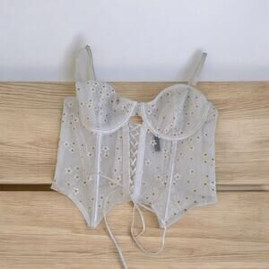 Body Rage Daisies Kawaii Coquette Ballerina Corset Top Sexy Lingerie LG